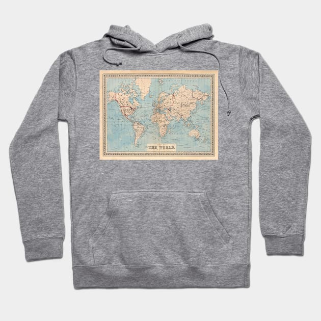 Old World Map (1876) Vintage Global Continents Atlas Hoodie by Bravuramedia